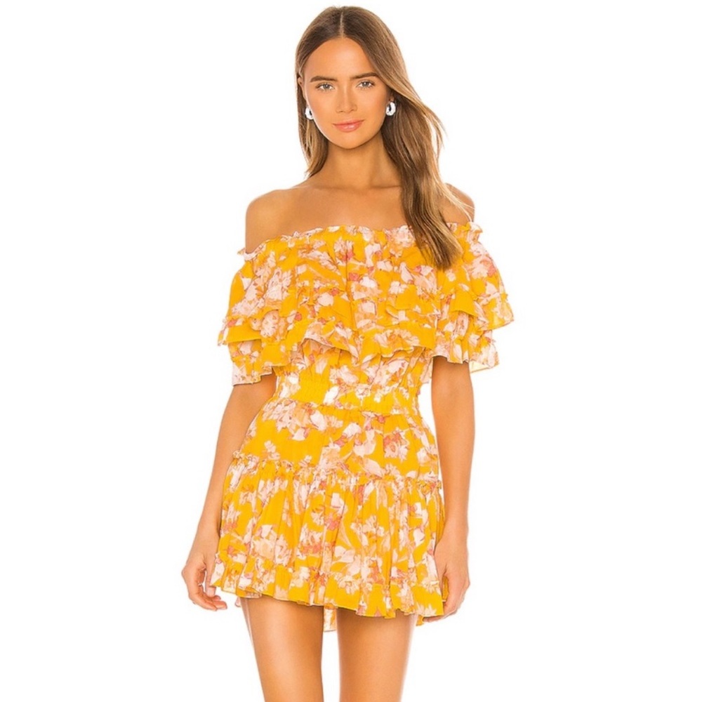 Misa Los Angeles Luella dress in yellow washed wildflower